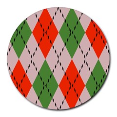 Argyle Pattern Abstract Design Round Mousepad by LalyLauraFLM