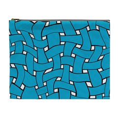 Blue Distorted Weave Cosmetic Bag (xl) by LalyLauraFLM