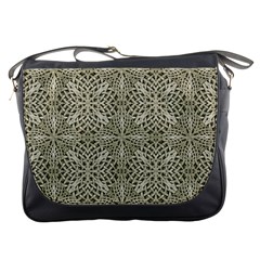 Silver Intricate Arabesque Pattern Messenger Bag by dflcprints