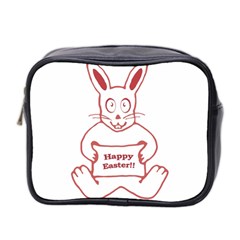 Cute Bunny Happy Easter Drawing I Mini Travel Toiletry Bag (two Sides) by dflcprints