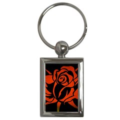 Red Rose Etching On Black Key Chain (rectangle) by StuffOrSomething