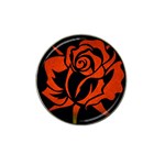 Red Rose Etching On Black Golf Ball Marker 4 Pack (for Hat Clip) Front