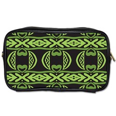 Green Shapes On A Black Background Pattern Toiletries Bag (one Side) by LalyLauraFLM