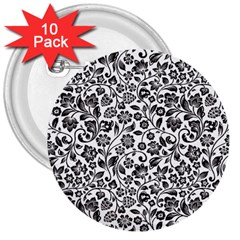 Elegant Glittery Floral 3  Button (10 Pack) by StuffOrSomething