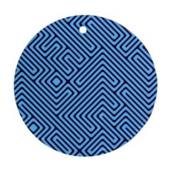 Blue Maze Round Ornament (two Sides) by LalyLauraFLM