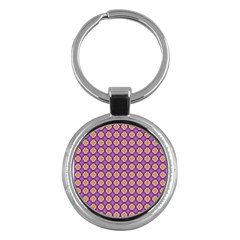 Purple Decorative Quatrefoil Key Chain (round) by GardenOfOphir