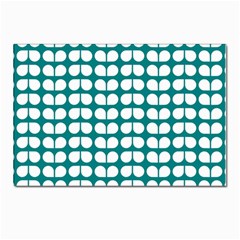 Teal And White Leaf Pattern Postcard 4 x 6  (10 Pack) by GardenOfOphir