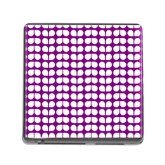 Purple And White Leaf Pattern Memory Card Reader With Storage (square) by GardenOfOphir