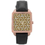 Faux Animal Print Pattern Rose Gold Leather Watch 