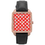 Cute Pretty Elegant Pattern Rose Gold Leather Watch 