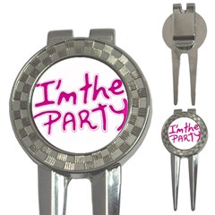 I Am The Party Typographic Design Quote Golf Pitchfork & Ball Marker by dflcprints