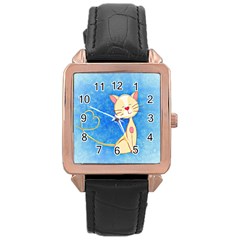 Cute Cat Rose Gold Leather Watch  by Colorfulart23