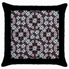 Modern Floral Geometric Pattern Black Throw Pillow Case by dflcprints