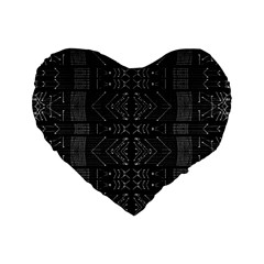 Black And White Tribal  Standard 16  Premium Flano Heart Shape Cushion  by dflcprints