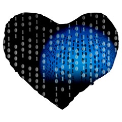 Binary Rain Large 19  Premium Heart Shape Cushion by StuffOrSomething