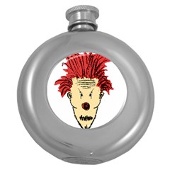 Evil Clown Hand Draw Illustration Hip Flask (round) by dflcprints