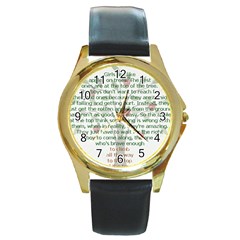 Girls Are Like Apples Round Leather Watch (gold Rim)  by TheWowFactor