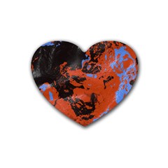 Orange Blue Black Texture Heart Coaster (4 Pack) by LalyLauraFLM