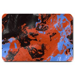 Orange Blue Black Texture Large Doormat by LalyLauraFLM