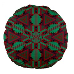 Green Tribal Star Large 18  Premium Round Cushion  by LalyLauraFLM