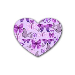 Purple Awareness Butterflies Drink Coasters 4 Pack (heart)  by FunWithFibro