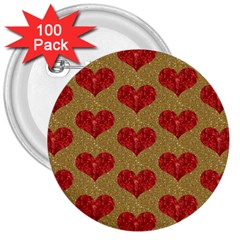 Sparkle Heart  3  Button (100 Pack) by Kathrinlegg