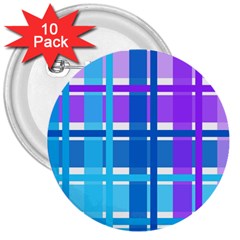 Blue & Purple Gingham Plaid 3  Button (10 Pack) by StuffOrSomething