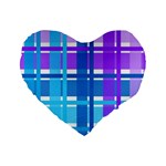 Blue & Purple Gingham Plaid Standard 16  Premium Flano Heart Shape Cushion  Front