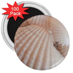 Sunny White Seashells 3  Button Magnet (100 Pack) by yoursparklingshop