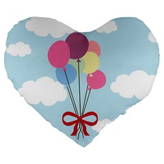 Balloons Large 19  Premium Heart Shape Cushion by Kathrinlegg