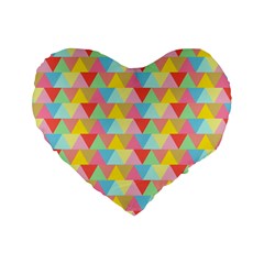Triangle Pattern Standard 16  Premium Heart Shape Cushion  by Kathrinlegg