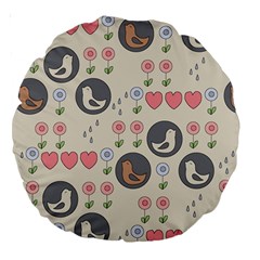Love Birds Large 18  Premium Round Cushion  by Kathrinlegg