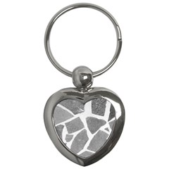 Grey White Tiles Pattern Key Chain (heart) by yoursparklingshop