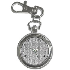 Grey White Tiles Geometry Stone Mosaic Pattern Key Chain Watch by yoursparklingshop