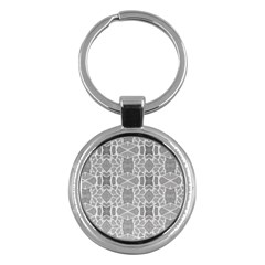 Grey White Tiles Geometry Stone Mosaic Pattern Key Chain (round) by yoursparklingshop