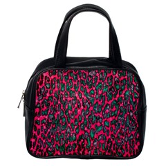 Florescent Pink Leopard Grunge  Classic Handbag (one Side) by OCDesignss