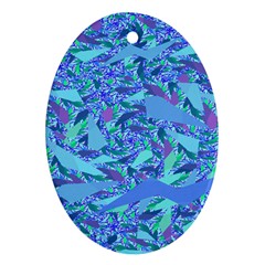 Blue Confetti Storm Oval Ornament (two Sides)