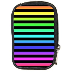 Rainbow Stripes Compact Camera Leather Case by ArtistRoseanneJones