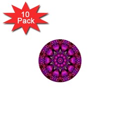 Pink Fractal Kaleidoscope  1  Mini Button (10 Pack) by KirstenStar