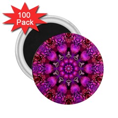 Pink Fractal Kaleidoscope  2 25  Button Magnet (100 Pack) by KirstenStar