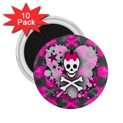 Princess Skull Heart 2 25  Button Magnet (10 Pack)