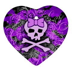 Purple Girly Skull Heart Ornament (two Sides)