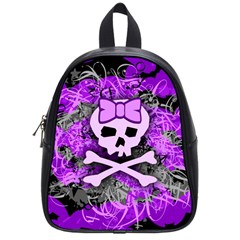 Purple Girly Skull School Bag (small) by ArtistRoseanneJones