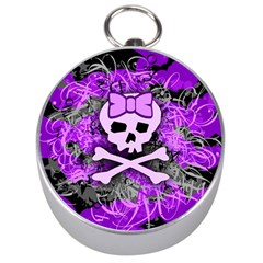 Purple Girly Skull Silver Compass
