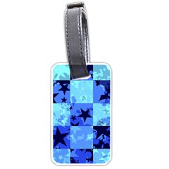 Blue Star Checkers Luggage Tag (one Side) by ArtistRoseanneJones