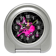 Pink Star Graphic Desk Alarm Clock by ArtistRoseanneJones
