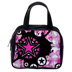 Pink Star Splatter Classic Handbag (one Side) by ArtistRoseanneJones