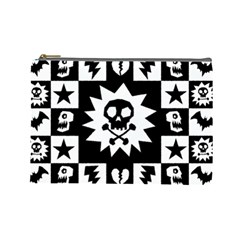 Goth Punk Skull Checkers Cosmetic Bag (large) by ArtistRoseanneJones