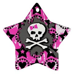Pink Bow Skull Star Ornament (two Sides)