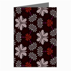 Floral Pattern On A Brown Background Greeting Cards (pkg Of 8)